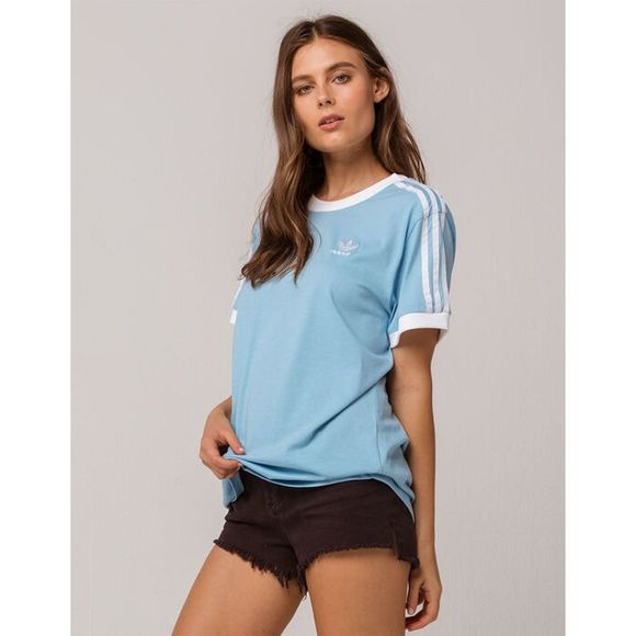 adidas Tops - Adidas Originals Baby Blue Logo Ringer Tee